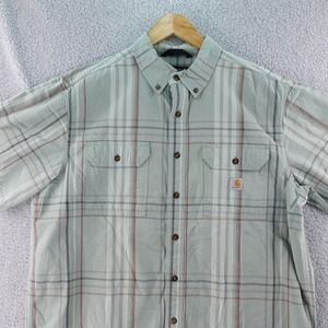 Carhartt Men's LT Plaid Long Sleeve Button‎ Up Shirt Casual Workwear Classic Fit